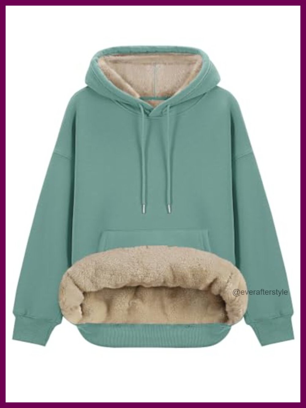 Sherpa Lined Fleece Hoodie Pullover Cotton Blend Oversized Winter Warm